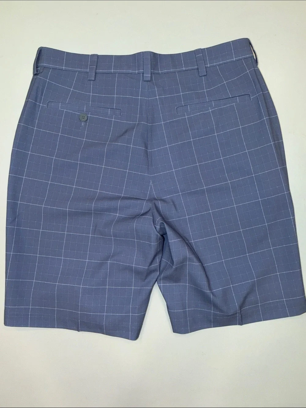 Roundtree & Yorke Blue Windowpane Flat Front Shorts